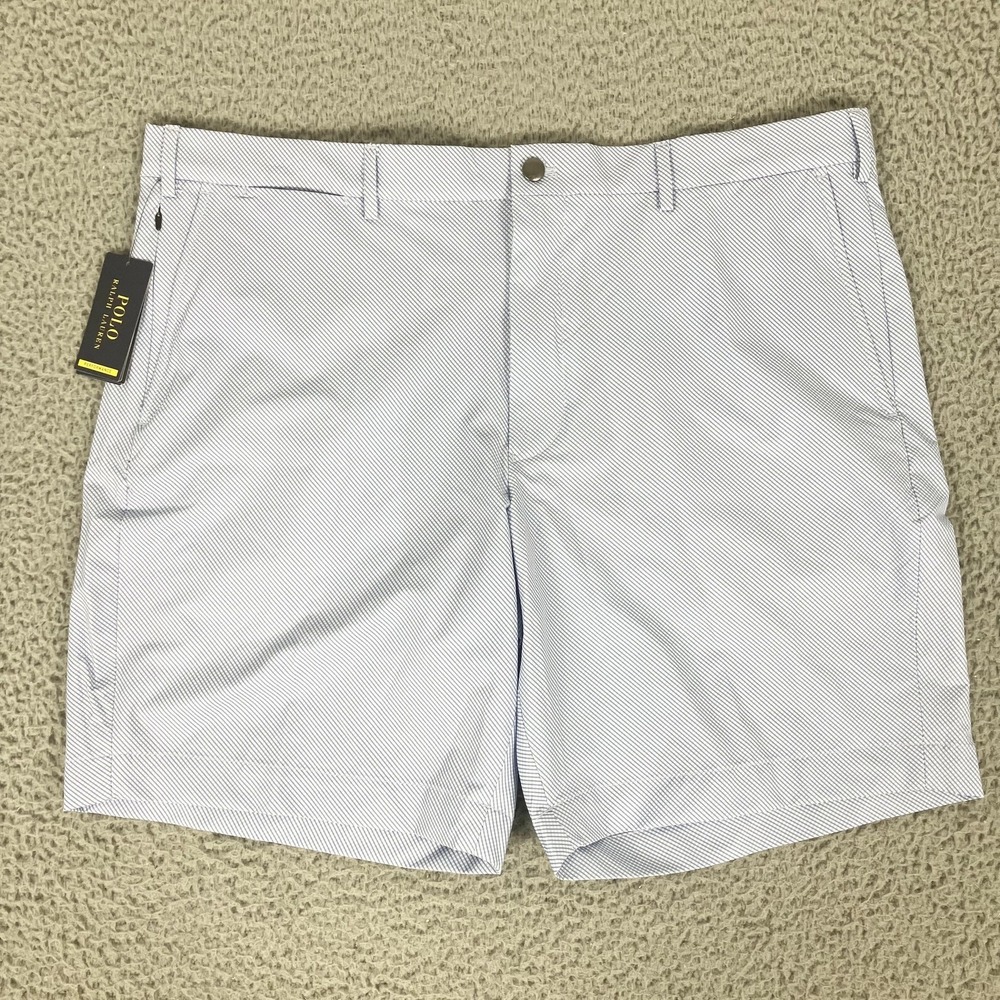 Polo Ralph Lauren Shorts Mens 40 Blue Check Tailored Fit Performance Chino Golf